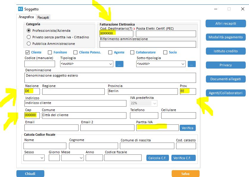 come fare fattura elettronica per cliente estero